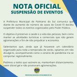 Nota Oficial > Suspensão de eventos